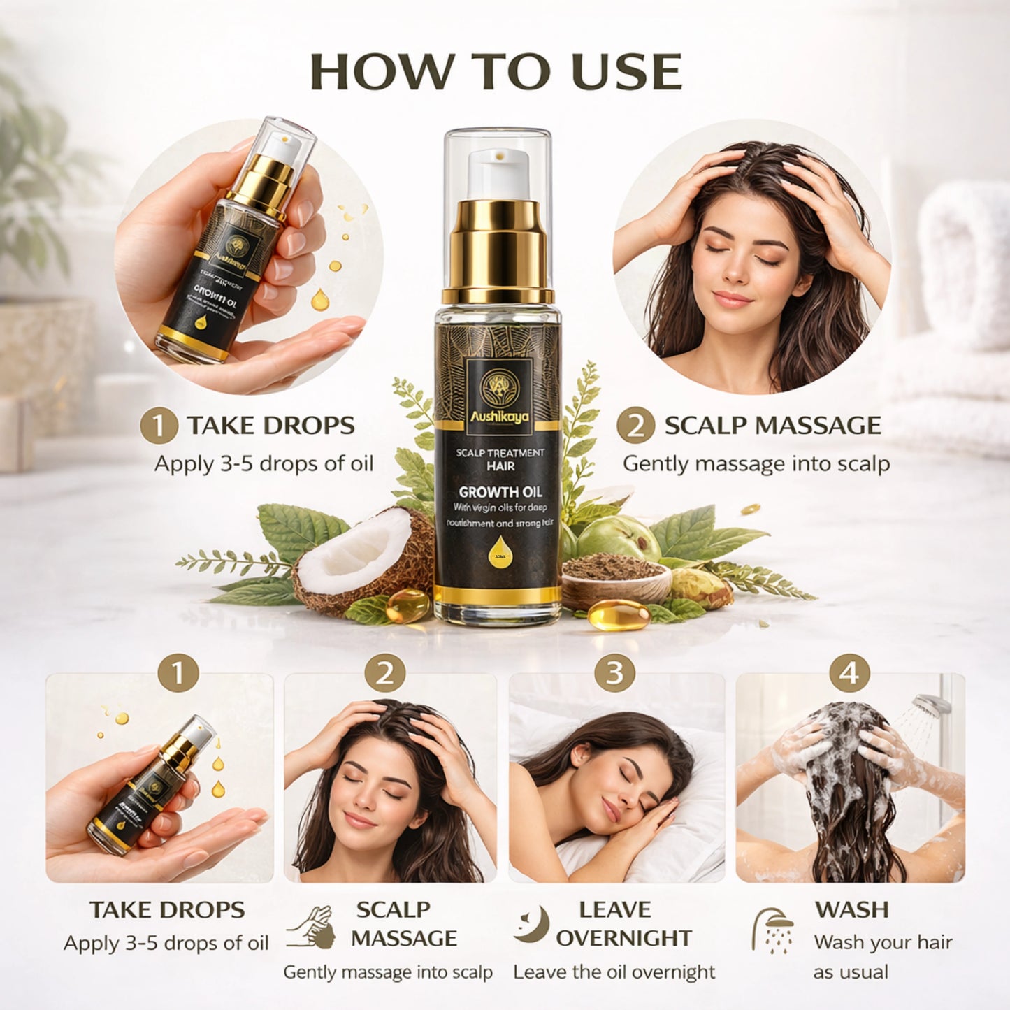 Hair Growth Oil for Men & Women | Ayurvedic Scalp Treatment Oil with Virgin Oils | Reduces Hair Fall, Boosts Hair Growth & Strength | Non-Sticky | 30ml