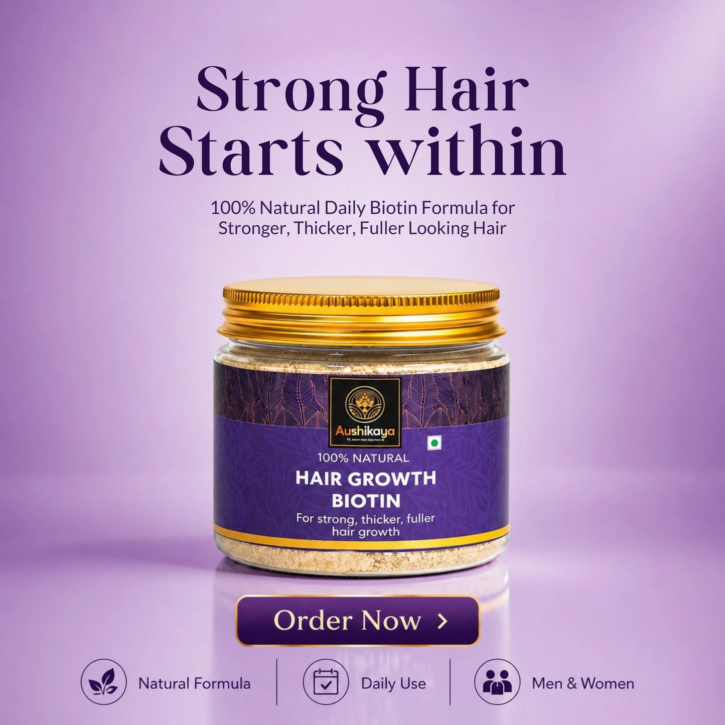 Biotin Powder 125g | With Amla, Bhringraj, Ashwagandha & Herbs | Supports Hair Growth, Stronger & Thicker Hair | For Adults