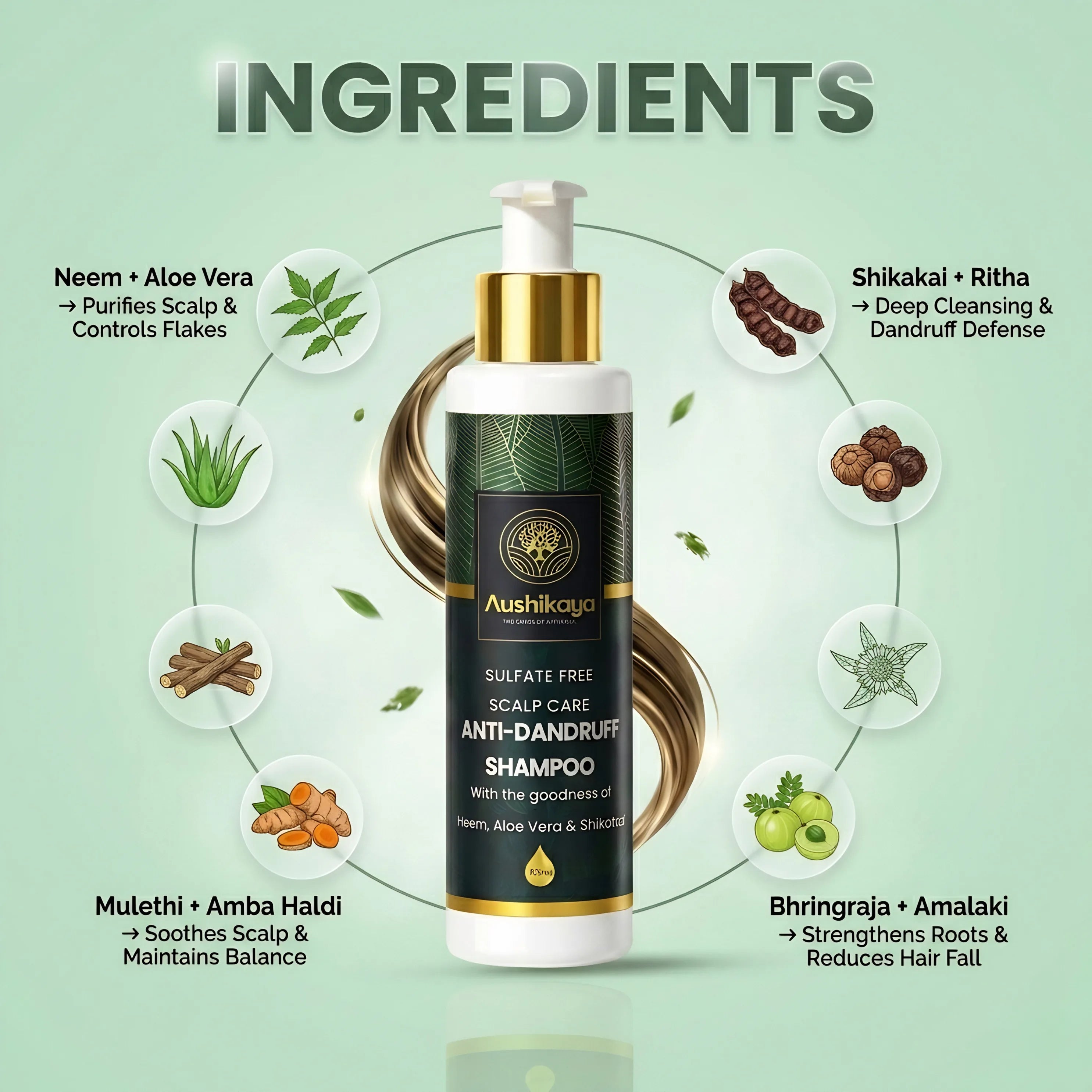 Anti Dandruff Shampoo | Ayurvedic Anti Dandruff with Neem Amla Shikakai Reetha | Natural Herbal Shampoo for Men and Women | 100ml