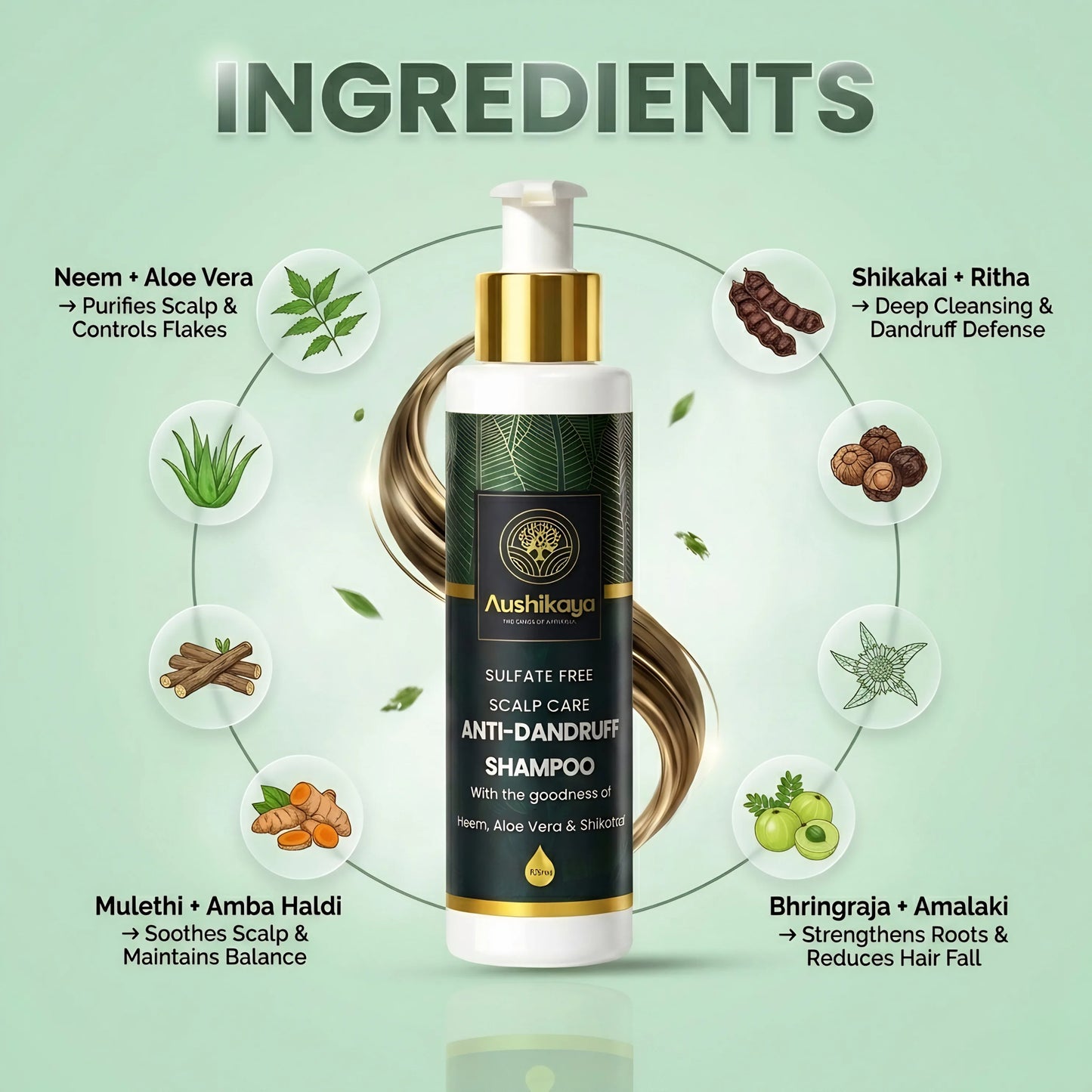Anti Dandruff Shampoo | Ayurvedic Anti Dandruff with Neem Amla Shikakai Reetha | Natural Herbal Shampoo for Men and Women | 100ml
