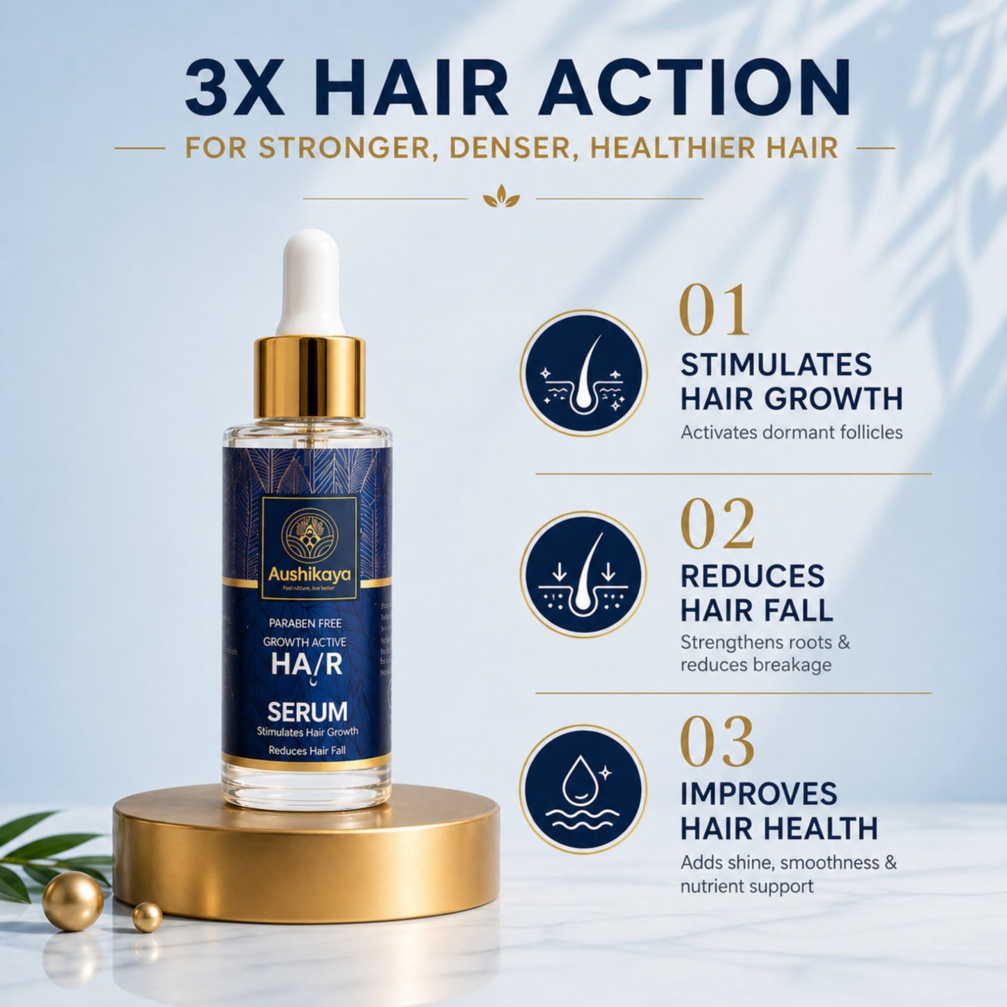Aushikaya Hair Serum, Reduce Hair Fall & Boost Hair Growth in 14 Days  Powered by Ayurvedic Ingredients like Bhringraj, Amla & Neem  | 50 ml