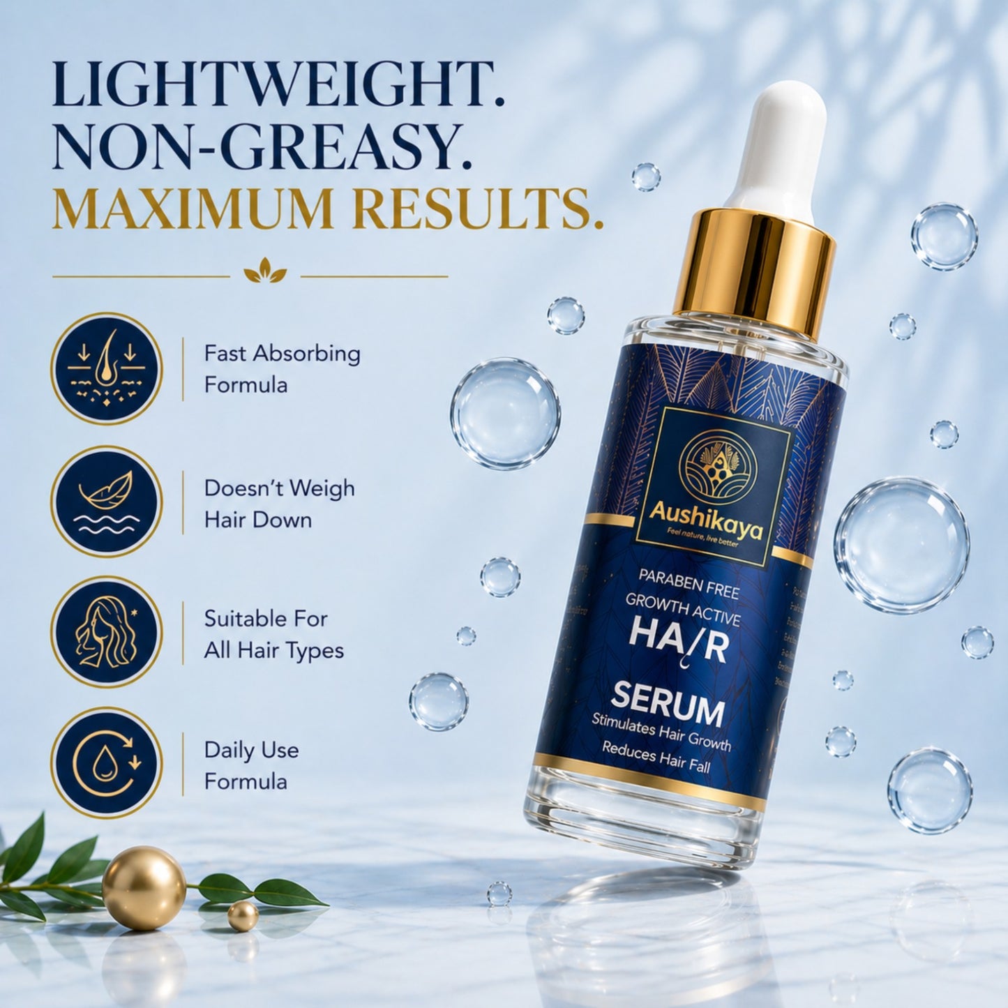 Aushikaya Hair Serum, Reduce Hair Fall & Boost Hair Growth in 14 Days  Powered by Ayurvedic Ingredients like Bhringraj, Amla & Neem  | 50 ml