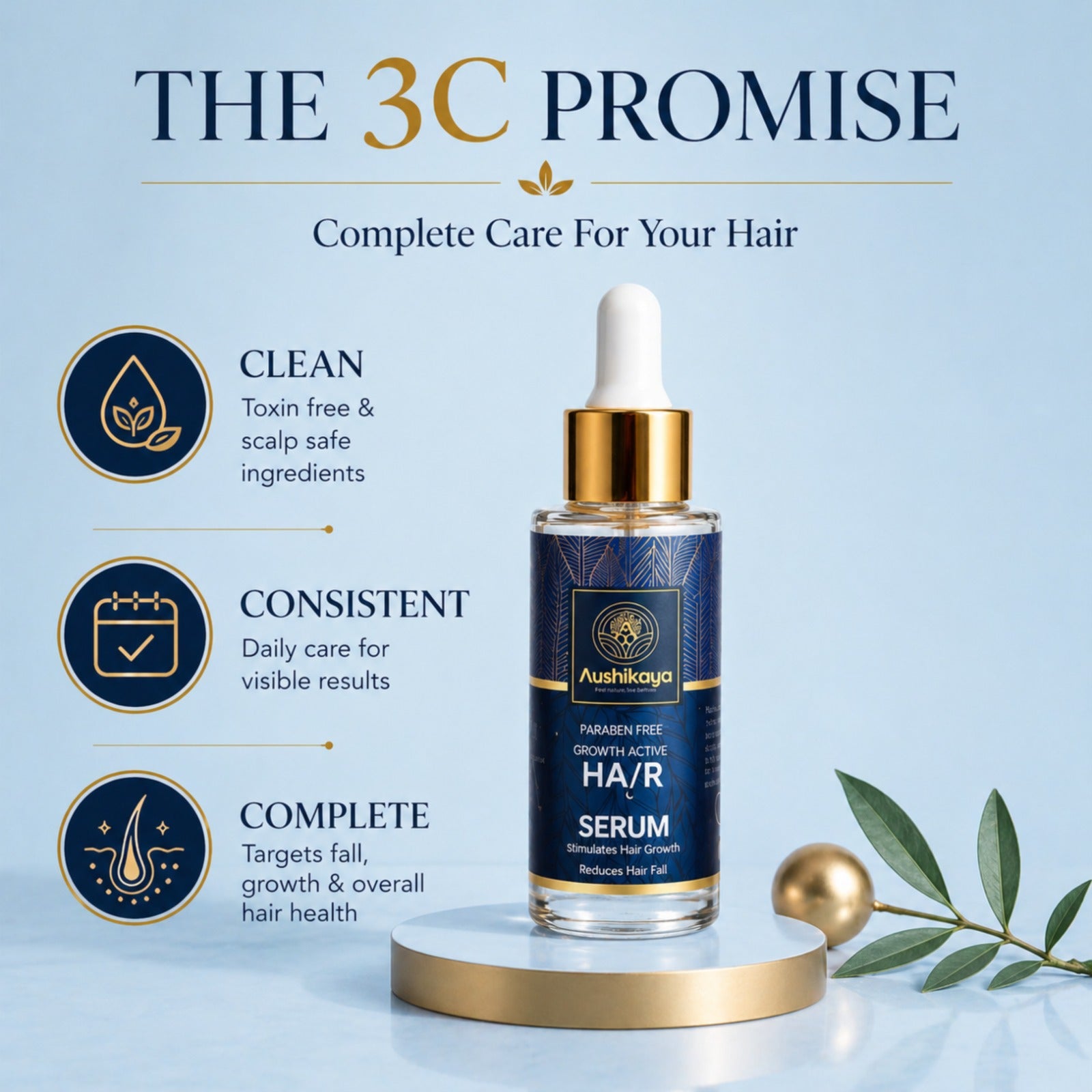 Aushikaya Hair Serum, Reduce Hair Fall & Boost Hair Growth in 14 Days  Powered by Ayurvedic Ingredients like Bhringraj, Amla & Neem  | 50 ml