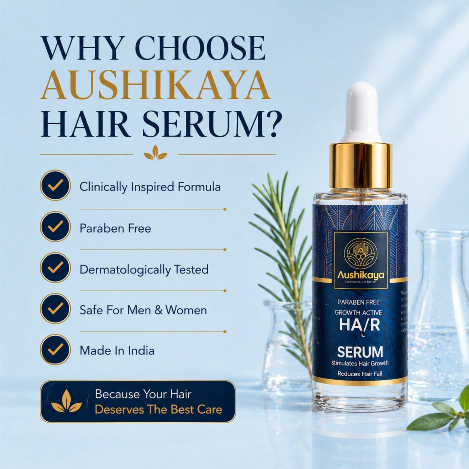 Aushikaya Hair Serum, Reduce Hair Fall & Boost Hair Growth in 14 Days  Powered by Ayurvedic Ingredients like Bhringraj, Amla & Neem  | 50 ml