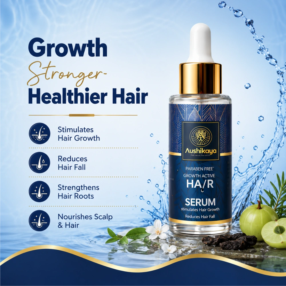 Aushikaya 5-in-1 Ayurvedic Hair Care Combo | Hair Growth Oil, Hair Growth Serum, Anti-Dandruff Shampoo, Hair Smoothening Shampoo & Biotin Powder | Complete Hair Care Kit for Men & Women
