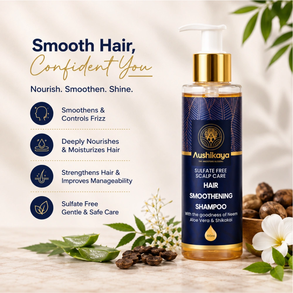 Aushikaya 5-in-1 Ayurvedic Hair Care Combo | Hair Growth Oil, Hair Growth Serum, Anti-Dandruff Shampoo, Hair Smoothening Shampoo & Biotin Powder | Complete Hair Care Kit for Men & Women