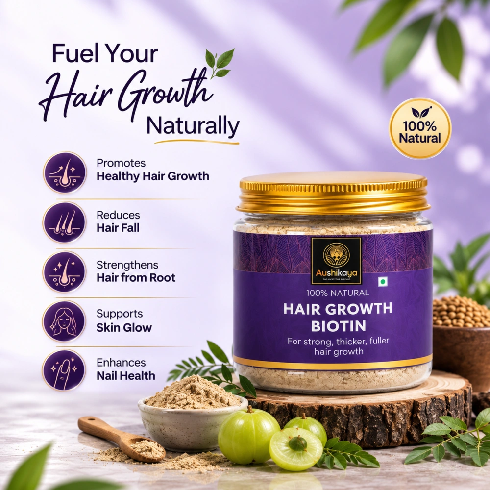 Aushikaya 5-in-1 Ayurvedic Hair Care Combo | Hair Growth Oil, Hair Growth Serum, Anti-Dandruff Shampoo, Hair Smoothening Shampoo & Biotin Powder | Complete Hair Care Kit for Men & Women